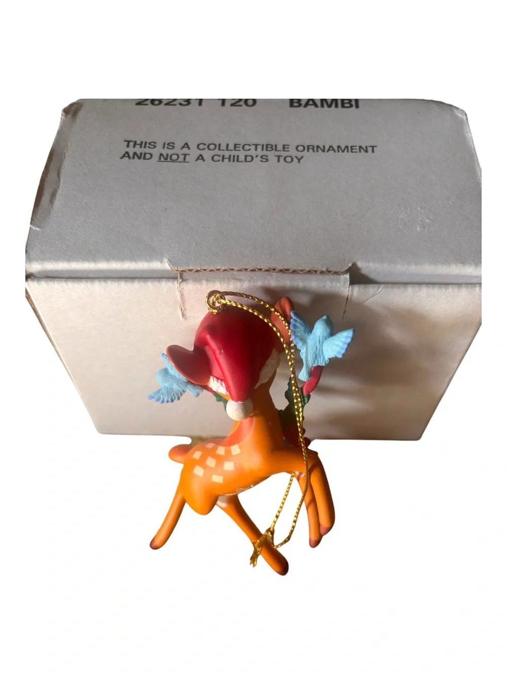 Disney Grolier Bambi Orange Reindeer Holiday Ornament original box